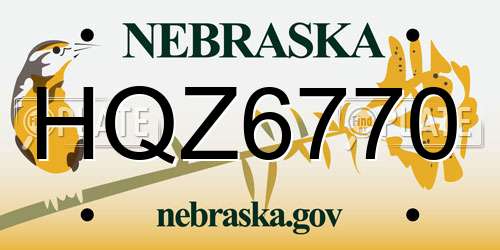 HQZ6770 Nebraska License Plate