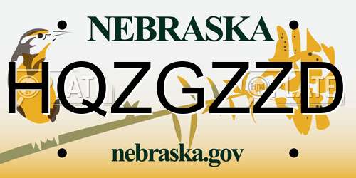 HQZGZZD Nebraska License Plate