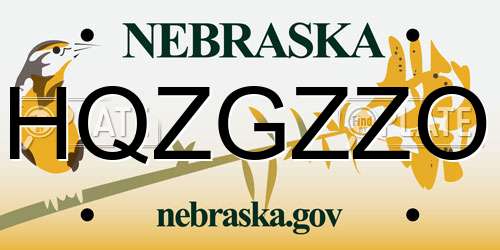 HQZGZZO Nebraska License Plate