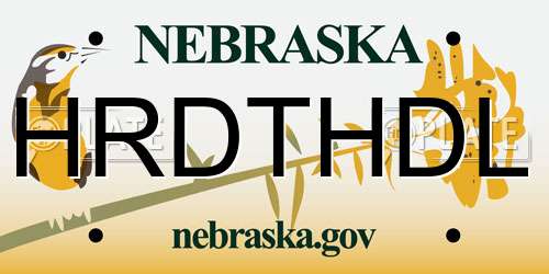 HRDTHDL Nebraska License Plate