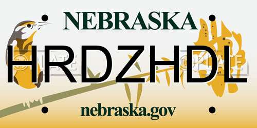 HRDZHDL Nebraska License Plate