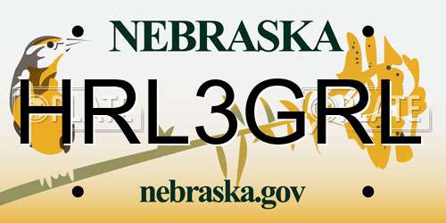 HRL3GRL Nebraska License Plate