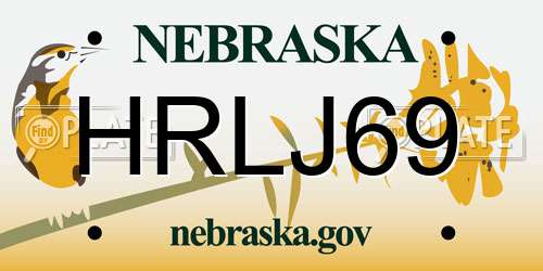 HRLJ69 Nebraska License Plate