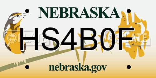 HS4B0F Nebraska License Plate