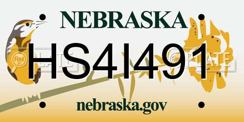 HS4I491 Nebraska License Plate