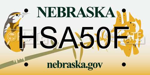 HSA50F Nebraska License Plate