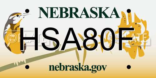 HSA80F Nebraska License Plate