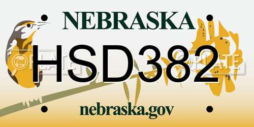 HSD382 Nebraska License Plate