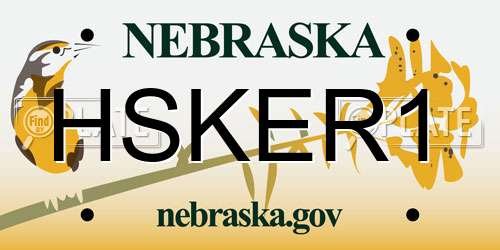 HSKER1 Nebraska License Plate