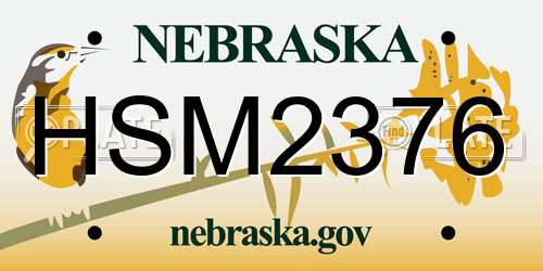 HSM2376 Nebraska License Plate