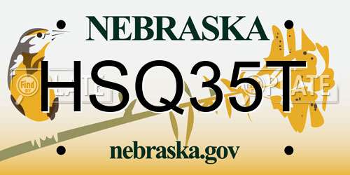 HSQ35T Nebraska License Plate