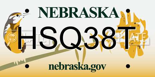 HSQ38T Nebraska License Plate