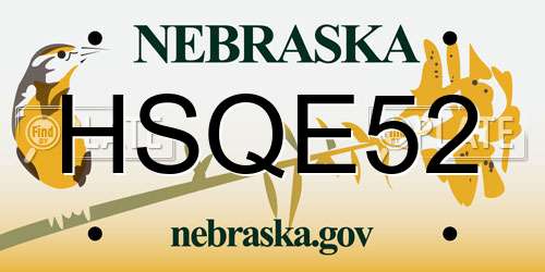HSQE52 Nebraska License Plate
