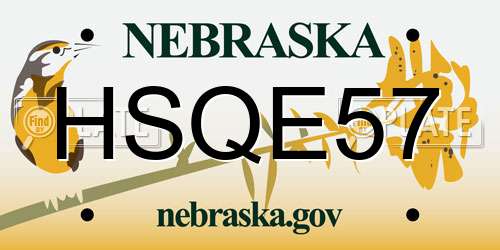 HSQE57 Nebraska License Plate