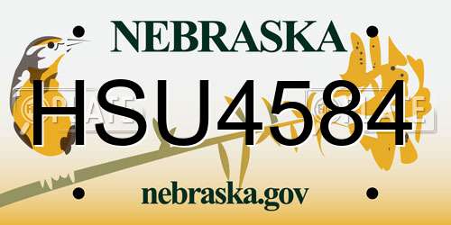HSU4584 Nebraska License Plate