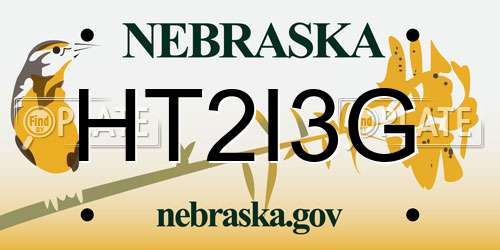 HT2I3G Nebraska License Plate