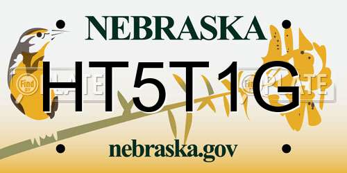 HT5T1G Nebraska License Plate