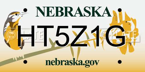 HT5Z1G Nebraska License Plate