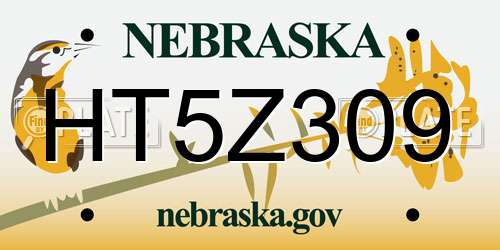 HT5Z309 Nebraska License Plate