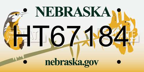 HT67184 Nebraska License Plate