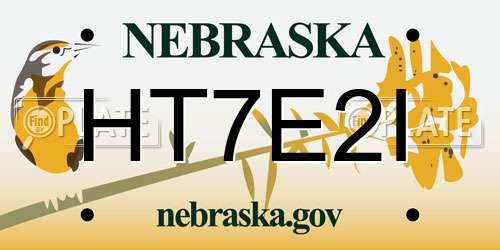 HT7E2I Nebraska License Plate