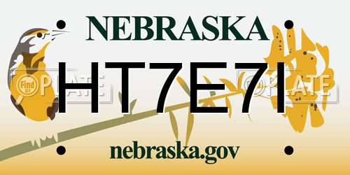 HT7E7I Nebraska License Plate