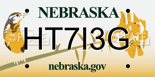 HT7I3G Nebraska License Plate