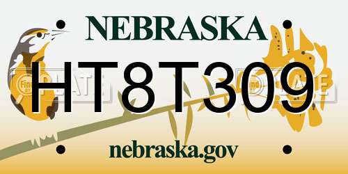 HT8T309 Nebraska License Plate