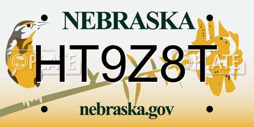 HT9Z8T Nebraska License Plate