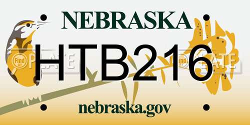 HTB216 Nebraska License Plate