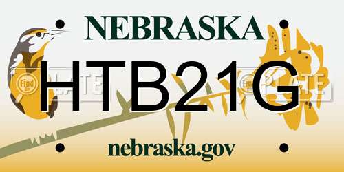 HTB21G Nebraska License Plate