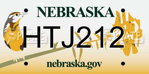 HTJ212 Nebraska License Plate