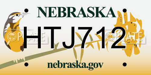 HTJ712 Nebraska License Plate