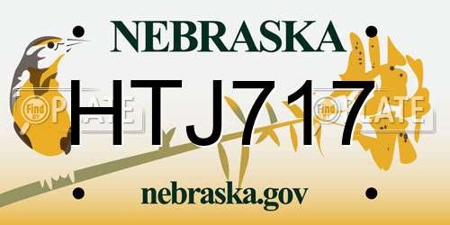 HTJ717 Nebraska License Plate