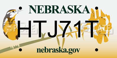 HTJ71T Nebraska License Plate