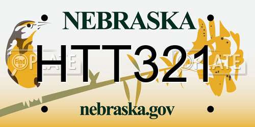 HTT321 Nebraska License Plate