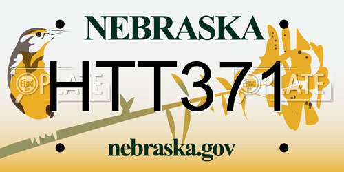 HTT371 Nebraska License Plate