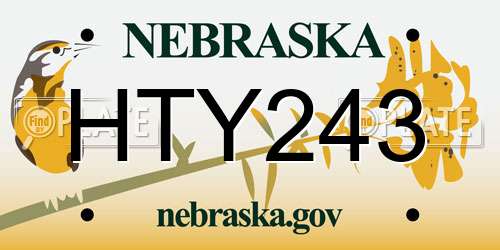 HTY243 Nebraska License Plate