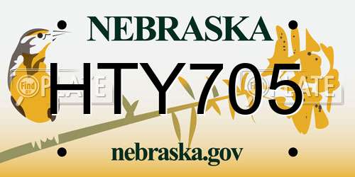 HTY705 Nebraska License Plate