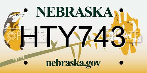 HTY743 Nebraska License Plate