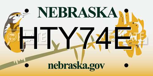 HTY74E Nebraska License Plate
