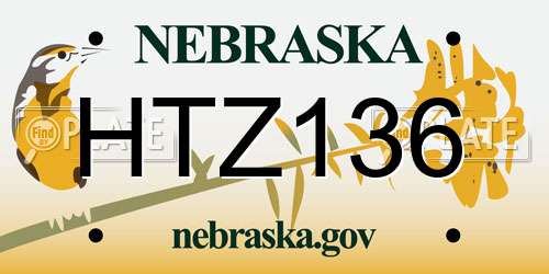 HTZ136 Nebraska License Plate