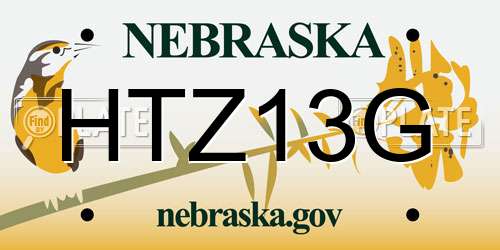 HTZ13G Nebraska License Plate