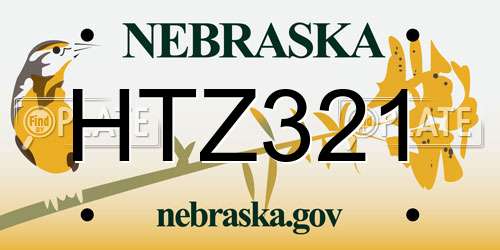 HTZ321 Nebraska License Plate