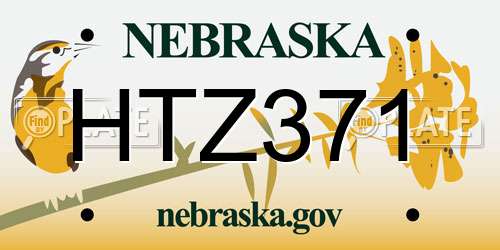 HTZ371 Nebraska License Plate