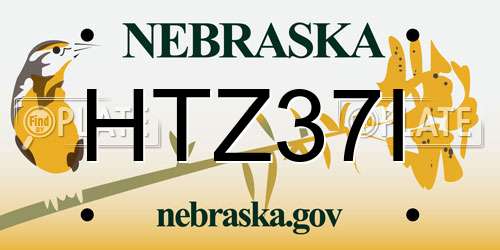 HTZ37I Nebraska License Plate