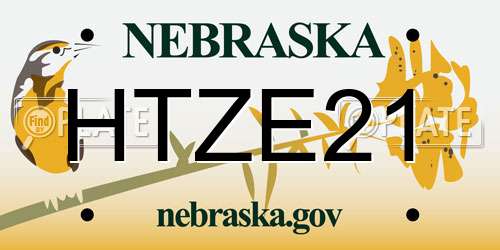 HTZE21 Nebraska License Plate