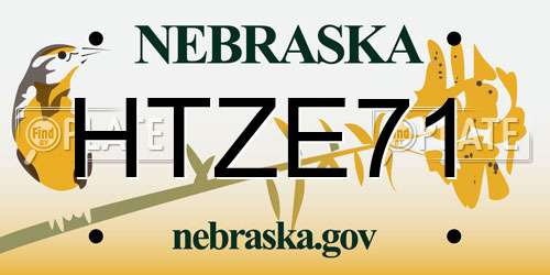 HTZE71 Nebraska License Plate