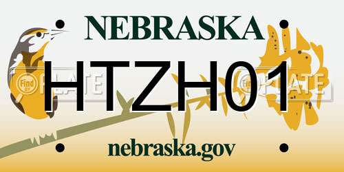 HTZH01 Nebraska License Plate