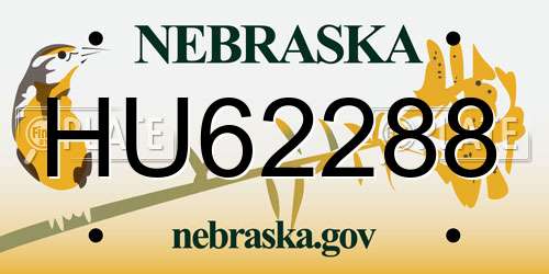 HU62288 Nebraska License Plate